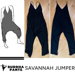 🧘‍♀️Buddha Pants The Savannah Jumpsuit Black Halter Yoga Harem Women Size M 8-10